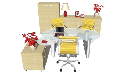 休閑辦公室桌椅柜子 SU辦公桌椅的設計與實用性