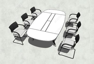 精品會議室辦公室桌椅SU模型素材與辦公家具定制